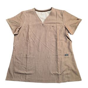 ADAR Sz XXL Pro Heather Women's Earthy Taupe Rose Brown ColorScrub Top Shirt EUC